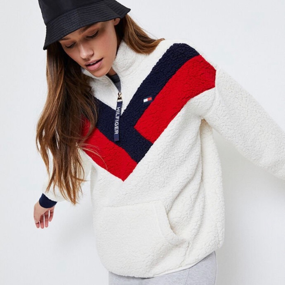 Tommy Hilfiger Chevron Half Zip Sherpa Sweatshirt